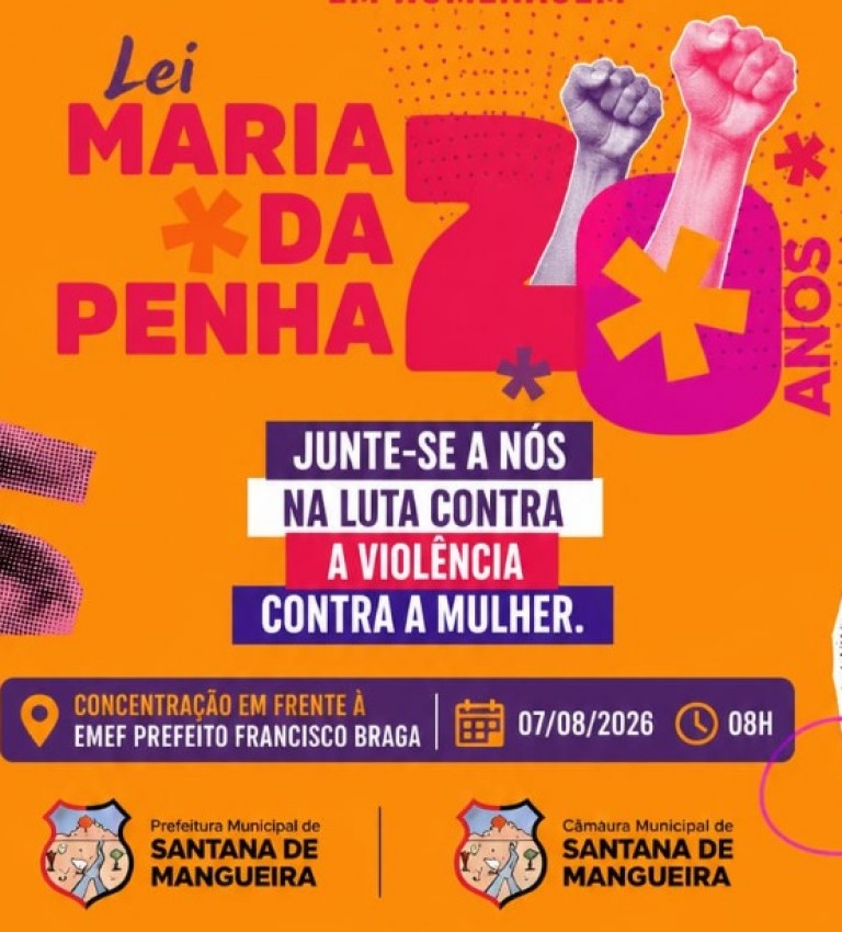 Prefeitura e C�mara Municipal promovem caminhada nesta sexta (7) em alus�o aos 20 anos da Lei Maria da Penha