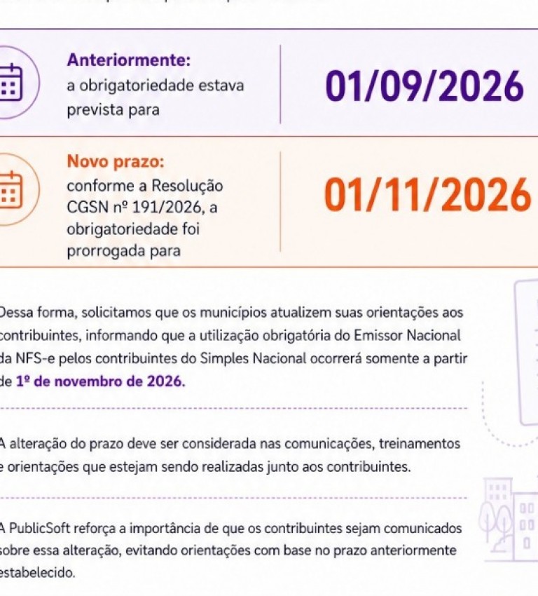 Prazo para uso obrigat�rio do Emissor Nacional da NFS-e � prorrogado para novembro